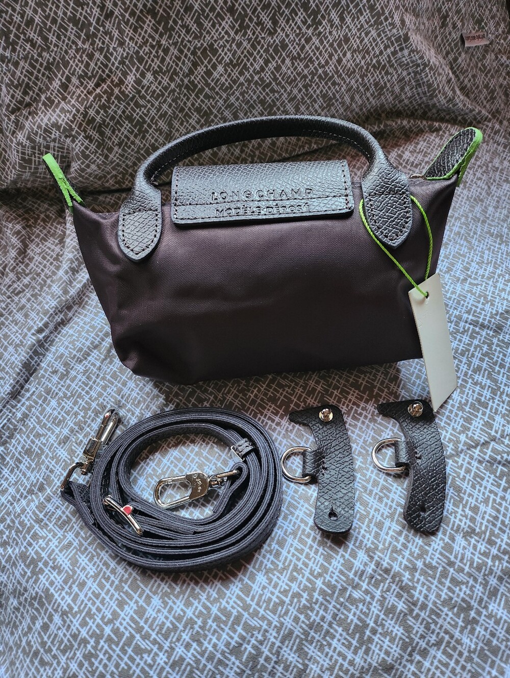 Longchamp Black Mocha Mini Bag with Removable Strap NWT - Picture 2 of 7